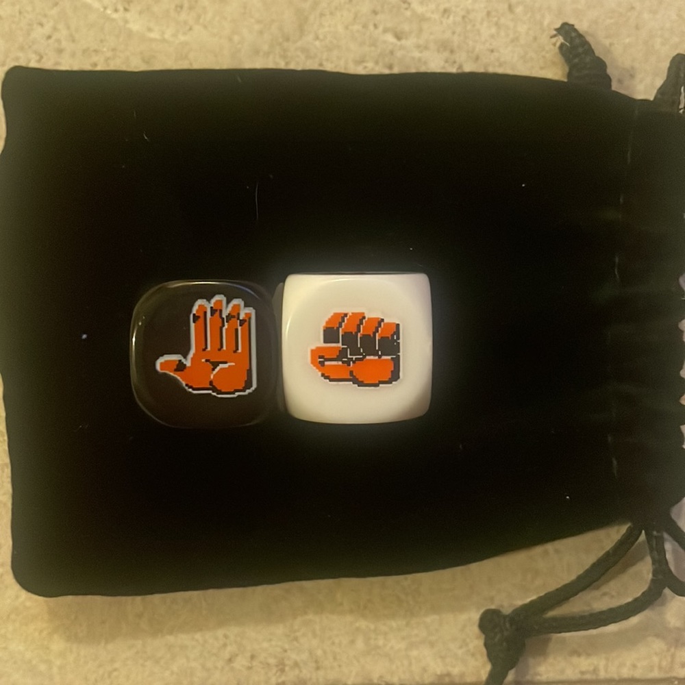 COPY - Never Used Two White and Black Rock, Paper, Scissors Die - Picture 3 of 5